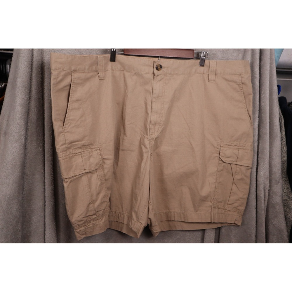 Saddlebred Mens Cargo Shorts Tan Khaki Ripstop Cotton Size 52/9 Utility Pockets